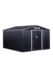 Outsunny Abrigo de Jardim Exterior Abrigo e Jardim Metálico para Armazenamento de Ferramentas com Base Incluída e 4 Janelas 322x277x192cm Cinza Escuro