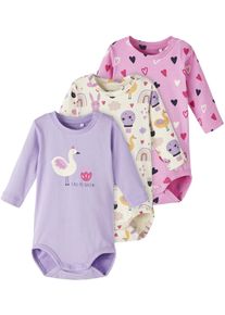 name it Langarmbody »Nbfbonia 3p Ls Body« beige, Größe 74 - N-Gr, 3-er Set Bodys von name it für Mädchen