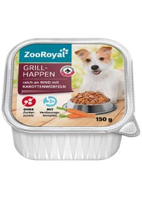 ZooRoyal Grillhappen reich an Rind Hunde-Nassfutter ohne Zuckerzusatz 11x150g