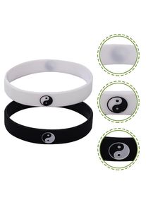 2Pcs Rubber Bracelets Silicone Wristbands Yin Yang Bracelets for Women Men Couples