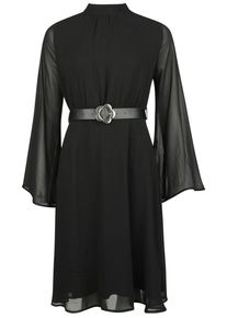 Voodoo Vixen 60s Sheer Layer Belted Dress Kleid schwarz