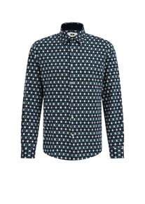 WE Fashion Hemd Herren navy / grün / weiß Größe XS