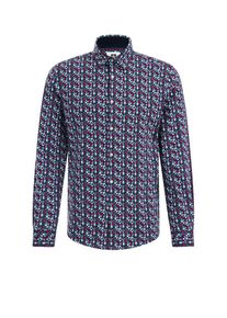 WE Fashion Hemd Herren dunkelblau / mischfarben / dunkelrot / weiß Größe XS