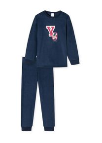 Schiesser Nachtkledij ' Cat Zoe Fleece ' donkerblauw 92