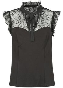 Voodoo Vixen Web lace Tie Collar Top Bluse schwarz