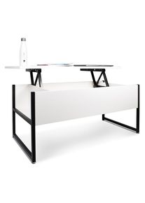 FRANKYSTAR Table basse avec unité de rangement de style industriel table basse en acier et en bois moderne avec étagère relevable