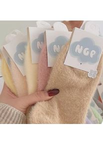 1-3pairs Cute Mink Fleece Socks Women Girls Winter Warm Velvet Thicken Plush Mid-tube Long Sock Super Soft Home Sleeping Sox