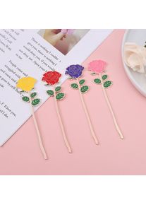 Rose Metal Bookmark Cute Coloring Embossing Bookmark Book Page Marker Valentine's Day Gifts Office School Supplies