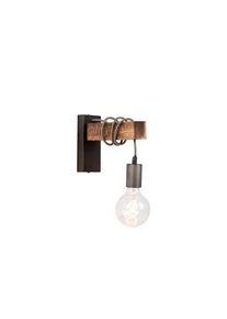 Qazqa Smart industriële wandlamp zwart met hout incl. wifi G95 - Gallow