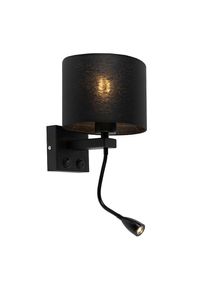 Qazqa Moderne wandlamp zwart met zwarte kap - Brescia