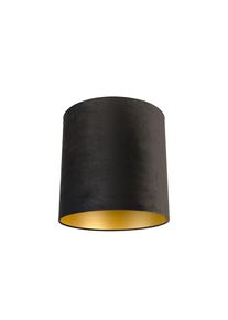 Qazqa Velúr lámpaernyő fekete 40/40/40 arany belsővel