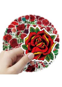 50/100Pcs Flowers Retro Romantic Red Rose Graffiti Stickers Decals Kids Toy DIY Diary Suitcase Scrapbook Phone Laptop Bike