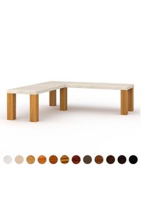 moderner Polstereckbank aus Leder nach Mass wei&szlig; Metall Holzgestell und Velours luxus Esszimmer auch mit exklusivem Stoff Velvet ricon