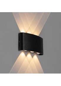 Qazqa Buiten wandlamp zwart incl. LED 6-lichts IP54 - Silly