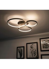 Qazqa Moderne plafondlamp staal incl. LED en dimmer- Rondas