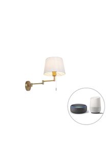 Qazqa Intelligens fali lámpa bronz, fehér búrával, WiFi A60-al - Ladas Deluxe