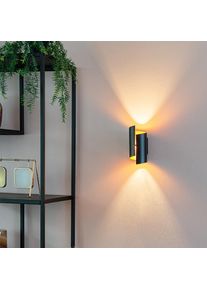 Qazqa Moderne wandlamp zwart met gouden binnenkant - Faldo