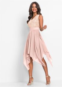 bonprix Mujer Vestido midi de noche con lentejuelas rosa 44