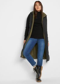 bonprix Wende-Steppweste aus recyceltem Polyester mit Kapuze, schwarz