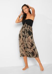 Sukienka plażowa z szyfonu, z dekoltem bandeau, czarny, 36, bonprix
