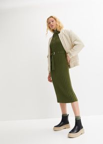 bonprix Femei Rochie tricotată cu guler troyer verde 36/38