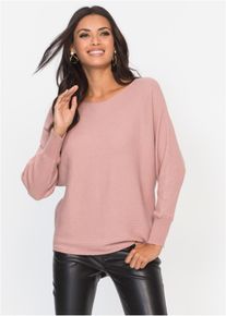 bonprix Sweter w prążek "oversize", r&oacute;żowy, 48/50