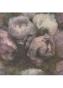 Papier peint pivoine | Papier peint violet | Papier peint grosses fleurs | Papier peint pour chambre | Papier peint romantique intissé - 10,05 x 0,53
