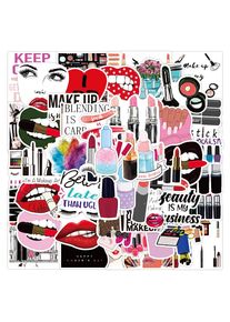 50Pcs/lot Pretty Girl Cosmetic Sticker Decal Lipstick Perfume High Heels Pattern DIY for Laptop Luggage Suitcase Cute Stickers