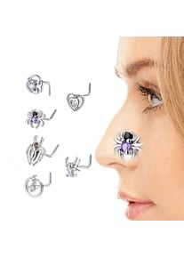 Silver Color Zircon U-shaped Nose Ring 1PC Spider Clip On Nose Ear Clip Cuff Earring 2022 Fashion Jewelry