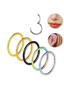 2PCs Stainless Steel Nose Ring Hoops Body Piercing Jewelry Round Nose Ring Hinged Segment Seamless Earrings Women Men Jewelry