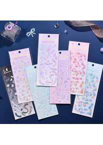 1 Sheet Romantic Colored Glitter Laser Ribbon Flower Decorative Stickers for Art Craft Card Making Scrapbook Journal Photo Album