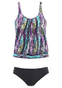 Lascana Dames Tankini turquoise / lila / zwart XL-XXL