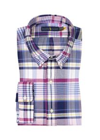 Plus size : Polo Ralph Lauren, Shirt with overcheck pattern in a Bourdeaux