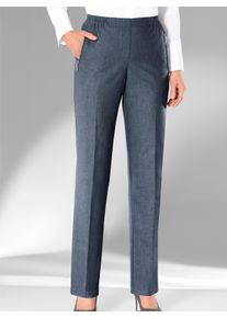 Dames Broek van opgeruwd wintermateriaal in rookblauw gemêleerd ,maat 20, Witt, 66% Polyester, 32% Viscose, 2% Elastan