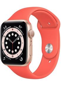 Apple Watch Series 6 Aluminium 44 mm (2020) | GPS + Cellular | gold | Sportarmband Zitruspink