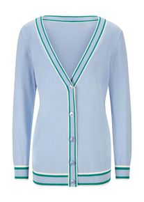 Heine Dames Gebreid vest smoky blue / smaragd / wit S-M