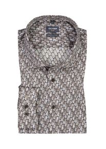 Plus size : OLYMP, Luxor Modern Fit shirt with all-over print in a Beige