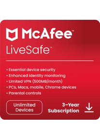 Acer McAfee LiveSafe - onbeperkt aantal apparaten - abonnement voor 3 jaar