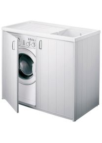 Bac à laver avec meuble cache lave linge en pvc blanc 109x60 cm mod. Silvestro