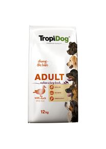 12kg Tropidog Premium Adult Medium & Large Ente & Reis Hundefutter trocken