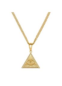 IDENTIM Naszyjnik męski złoty łańcuszek Piramida Illuminati oko wisiorek 925 srebro 18-karatowe pozłacane
