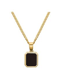 IDENTIM Collana da uomo Piastra d'onice Ciondolo Gemma Ottagono Argento 925 Placcato oro 18 carati