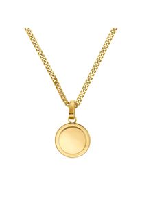 IDENTIM Collana da uomo con piastre di incisione Piastra del ciondolo tonda solida in argento 925 placcato oro 18 carati