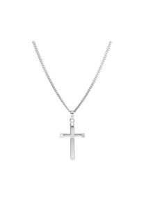IDENTIM Collana da uomo con ciondolo a croce sfaccettato in argento 925 placcato in rodio