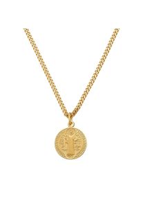 IDENTIM Collana da uomo con ciondolo Benedictus in argento 925 placcato oro 18 carati