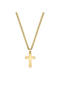IDENTIM Collana da uomo con ciondolo a croce in argento massiccio 925 opaco placcato oro 18 carati