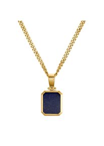 IDENTIM Collana da uomo con ciondolo in pietra lapisica ottagonale in argento 925 placcato oro 18 carati