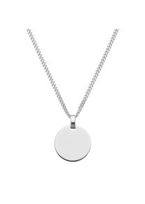 IDENTIM Collana da uomo con piastre di incisione Piastra del ciondolo tonda solida in argento 925 placcato in rodio