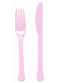 24 Fourchette et Cuillère Rose Guimauve Réutilisables