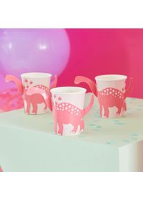 Ginger Ray 8 rosa dinosauriefestkoppar 250ml